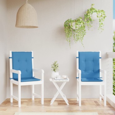 vidaXL Μαξιλάρια Καρέκλας με Πλάτη 2 τεμ. Μπλε 100x50x4cm Ύφασμα