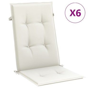 vidaXL Μαξιλάρια Καρέκλας με Πλάτη 6 τεμ. Κρεμ 120x50x7cm Ύφασμα