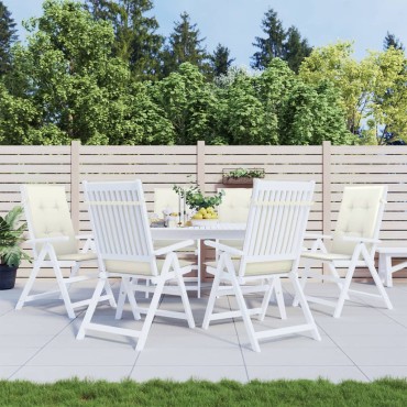 vidaXL Μαξιλάρια Καρέκλας με Πλάτη 6 τεμ. Κρεμ 120x50x7cm Ύφασμα