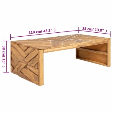 vidaXL Τραπέζι Σαλονιού «Διαβρωμένο» Στιλ 110x35x38cm Ξύλο Teak 1 τεμ.