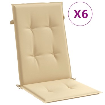 vidaXL Μαξιλάρια Καρέκλας με Πλάτη 6 τεμ. Μπεζ 120x50x7cm Ύφασμα