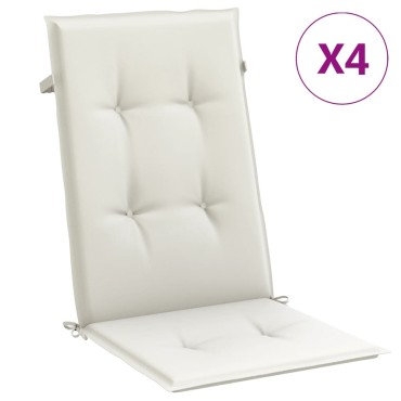 vidaXL Μαξιλάρια Καρέκλας με Πλάτη 4 τεμ. Κρεμ 120x50x4cm Ύφασμα