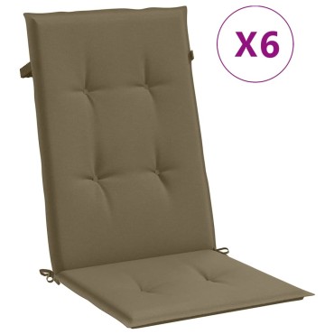 vidaXL Μαξιλάρια Καρέκλας Κήπου Πλάτη 6τεμ Taupe 120x50x4cm Ύφασμα