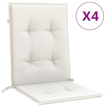 vidaXL Μαξιλάρια Καρέκλας με Πλάτη 4 τεμ. Κρεμ 120x50x4cm Ύφασμα