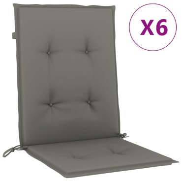 vidaXL Μαξιλάρια Καρέκλας με Πλάτη 6 τεμ. Σκ. Γκρι 120x50x4cm Ύφασμα