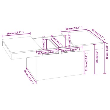 vidaXL Τραπεζάκι Σαλονιού Μαύρο 100x55x40cm Επεξεργασμένο Ξύλο 1 τεμ.