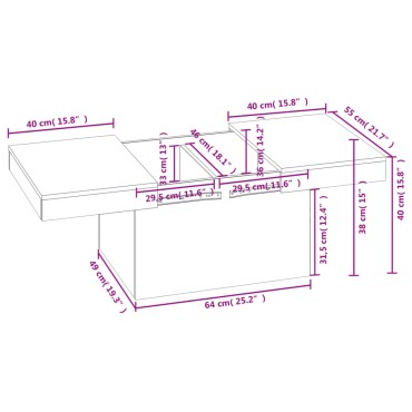 vidaXL Τραπεζάκι Σαλονιού Λευκό 80x55x40cm από Επεξεργ. Ξύλο 1 τεμ.