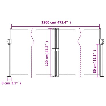 vidaXL Σκίαστρο Πλαϊνό Συρόμενο Μπεζ 120 x 1200 εκ.