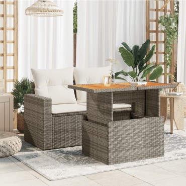 vidaXL Τραπέζι Κήπου Γκρι 100x55x73cm Συνθετικό Ρατάν/Ξύλο Ακακίας 1 τεμ.