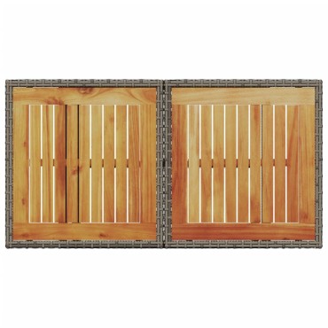 vidaXL Τραπέζι Κήπου Γκρι 100x55x73cm Συνθετικό Ρατάν/Ξύλο Ακακίας 1 τεμ.