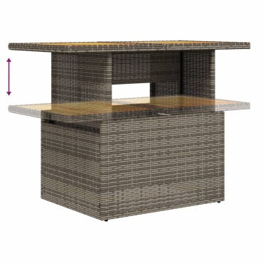 vidaXL Τραπέζι Κήπου Γκρι 100x55x73cm Συνθετικό Ρατάν/Ξύλο Ακακίας 1 τεμ.