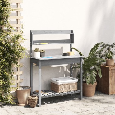 vidaXL Τραπέζι για Γλάστρες+Νεροχύτη Γκρι 147,5x44x139,5εκ Μασίφ Ελάτη