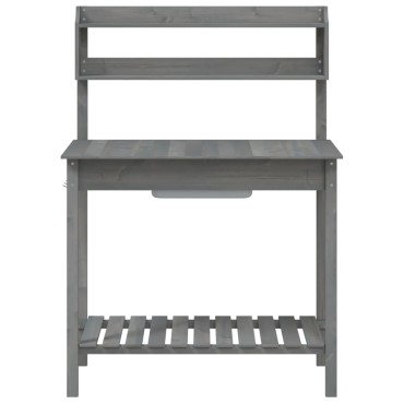 vidaXL Τραπέζι για Γλάστρες+Νεροχύτη Γκρι 147,5x44x139,5εκ Μασίφ Ελάτη
