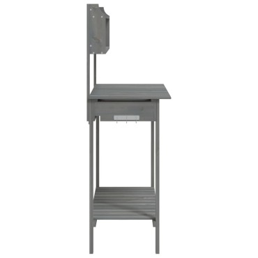 vidaXL Τραπέζι για Γλάστρες+Νεροχύτη Γκρι 147,5x44x139,5εκ Μασίφ Ελάτη