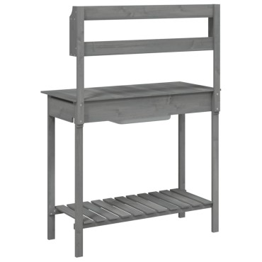 vidaXL Τραπέζι για Γλάστρες+Νεροχύτη Γκρι 147,5x44x139,5εκ Μασίφ Ελάτη