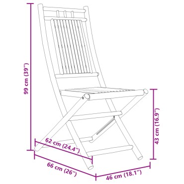 vidaXL Καρέκλες Κήπου Πτυσσόμενες 2 τεμ. 46x66x99cm από Μπαμπού