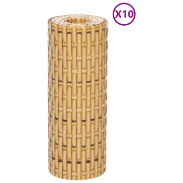 vidaXL Διαχωριστικό Βεράντας 10τεμ. Ανοιχτό Καφέ 255x19cm Συνθ. Ρατάν