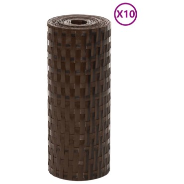 vidaXL Διαχωριστικά Βεράντας 10 τεμ. Καφέ&Μαύρο 255x19cm Συνθ. Ρατάν