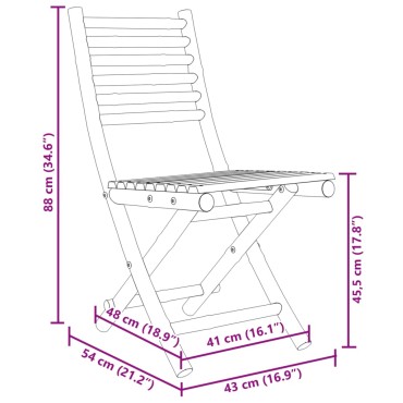 vidaXL Καρέκλες Κήπου Πτυσσόμενες 2 τεμ. 43x54x88cm από Μπαμπού