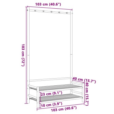 vidaXL Κρεμάστρα Ρούχων με Ράφια 103 x 40 x 183 εκ. Μπαμπού