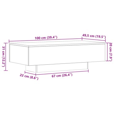vidaXL Τραπεζάκι Σαλονιού Sonoma Δρυς 100x49,5x31cm Επεξεργ. Ξύλο 1 τεμ.