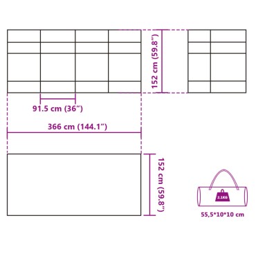 vidaXL Ανεμοφράκτης Κάμπινγκ Πράσινος 366x152x152 εκ. Αδιάβροχος