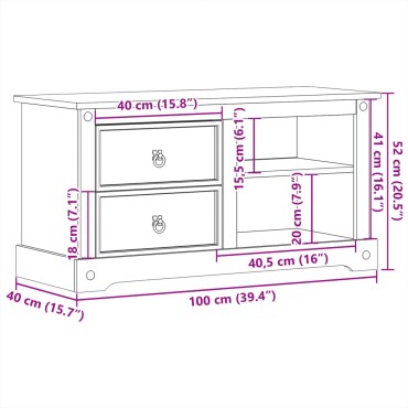 vidaXL Έπιπλο Τηλεόρασης Corona 100x40x52cm από Μασίφ Ξύλο Πεύκου