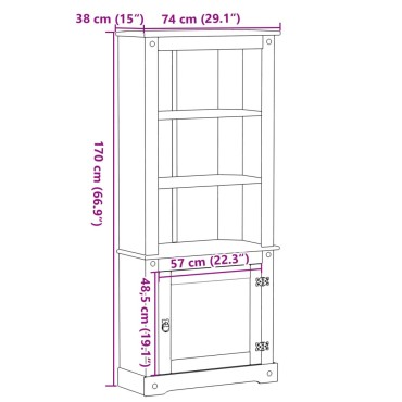 vidaXL Ντουλάπι Corona 74x38x170cm από Μασίφ Ξύλο Πεύκου 1 τεμ.