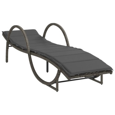 vidaXL Ξαπλώστρα Γκρι 60x199x42cm από Συνθετικό Ρατάν με Μαξιλάρι 1 τεμ.