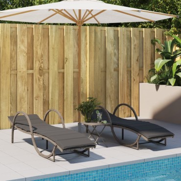 vidaXL Ξαπλώστρα Γκρι 60x199x42cm από Συνθετικό Ρατάν με Μαξιλάρι 1 τεμ.