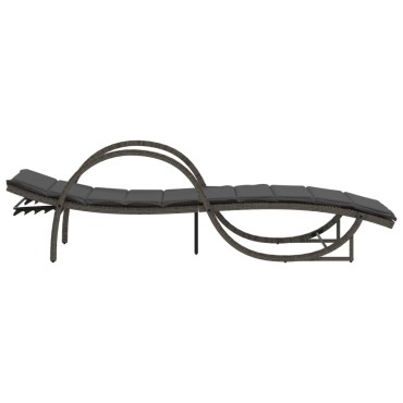 vidaXL Ξαπλώστρα Γκρι 60x199x42cm από Συνθετικό Ρατάν με Μαξιλάρι 1 τεμ.