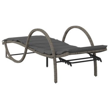vidaXL Ξαπλώστρα Γκρι 60x199x42cm από Συνθετικό Ρατάν με Μαξιλάρι 1 τεμ.