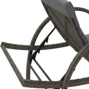 vidaXL Ξαπλώστρα Γκρι 60x199x42cm από Συνθετικό Ρατάν με Μαξιλάρι 1 τεμ.