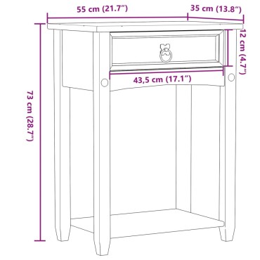 vidaXL Τραπέζι Κονσόλα Corona 55x35x73cm από Μασίφ Ξύλο Πεύκου 1 τεμ.