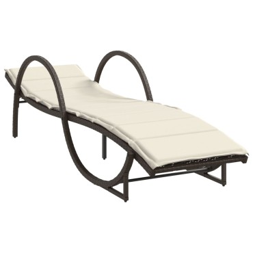 vidaXL Ξαπλώστρα Καφέ 60x199x42cm από Συνθετικό Ρατάν με Μαξιλάρι 1 τεμ.