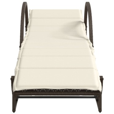 vidaXL Ξαπλώστρα Καφέ 60x199x42cm από Συνθετικό Ρατάν με Μαξιλάρι 1 τεμ.