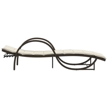 vidaXL Ξαπλώστρα Καφέ 60x199x42cm από Συνθετικό Ρατάν με Μαξιλάρι 1 τεμ.