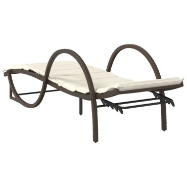 vidaXL Ξαπλώστρα Καφέ 60x199x42cm από Συνθετικό Ρατάν με Μαξιλάρι 1 τεμ.