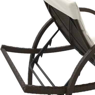 vidaXL Ξαπλώστρα Καφέ 60x199x42cm από Συνθετικό Ρατάν με Μαξιλάρι 1 τεμ.