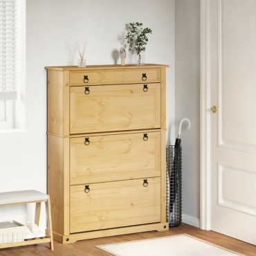 vidaXL Παπουτσοθήκη Corona 99x32x138cm από Μασίφ Ξύλο Πεύκου