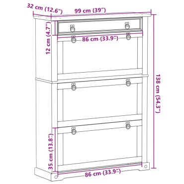 vidaXL Παπουτσοθήκη Corona 99x32x138cm από Μασίφ Ξύλο Πεύκου
