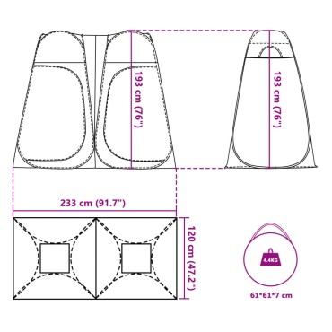 vidaXL Σκηνή Τουαλέτας/Ντουζιέρας Pop Up Πράσινο Αδιάβροχη