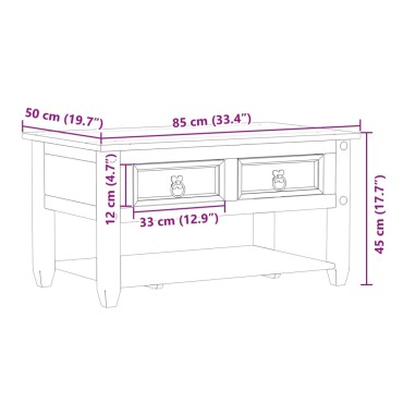 vidaXL Τραπεζάκι Corona Με Συρτάρια 85x50x45cm Μασίφ Ξύλο Πεύκου 1 τεμ.