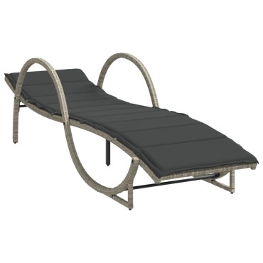vidaXL Ξαπλώστρα Αν. Γκρι 60x199x42cm Συνθετικό Ρατάν με Μαξιλάρι 1 τεμ.