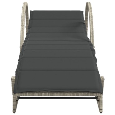 vidaXL Ξαπλώστρα Αν. Γκρι 60x199x42cm Συνθετικό Ρατάν με Μαξιλάρι 1 τεμ.