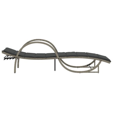 vidaXL Ξαπλώστρα Αν. Γκρι 60x199x42cm Συνθετικό Ρατάν με Μαξιλάρι 1 τεμ.