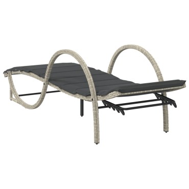 vidaXL Ξαπλώστρα Αν. Γκρι 60x199x42cm Συνθετικό Ρατάν με Μαξιλάρι 1 τεμ.