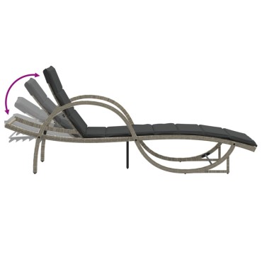 vidaXL Ξαπλώστρα Αν. Γκρι 60x199x42cm Συνθετικό Ρατάν με Μαξιλάρι 1 τεμ.