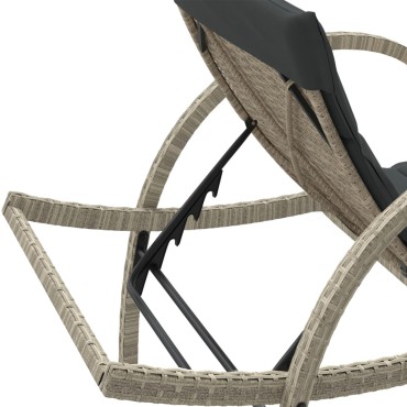 vidaXL Ξαπλώστρα Αν. Γκρι 60x199x42cm Συνθετικό Ρατάν με Μαξιλάρι 1 τεμ.