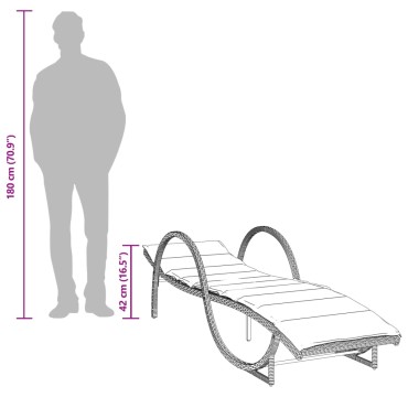 vidaXL Ξαπλώστρα Αν. Γκρι 60x199x42cm Συνθετικό Ρατάν με Μαξιλάρι 1 τεμ.